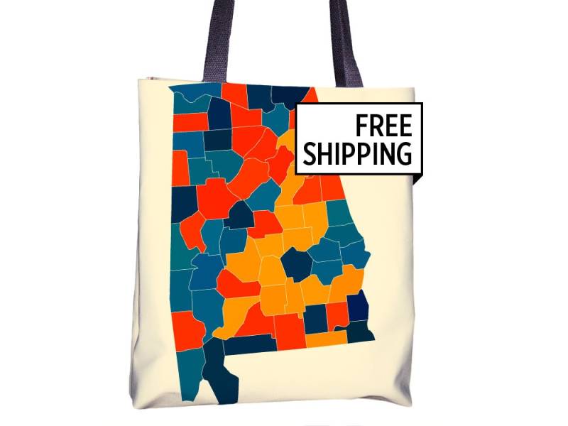 Alabama Landkarte Stoffbeutel - Al Karte Beutel 15 X von iLikeMaps