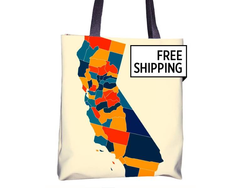 California Karte Stoffbeutel - Ca Beutel 15 X von iLikeMaps