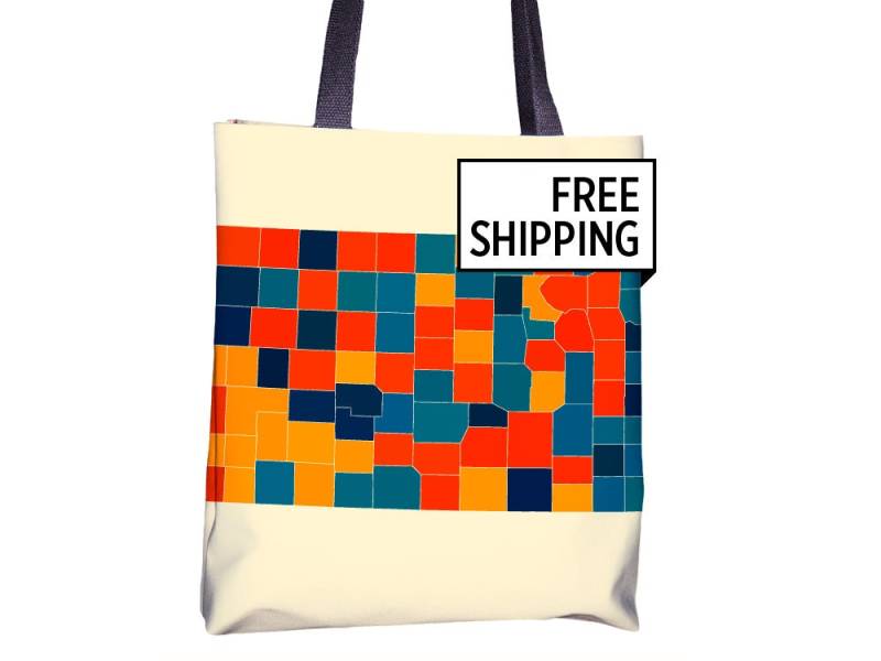 Kansas Karte Stoffbeutel - Ks Landkarte Beutel 15 X von iLikeMaps