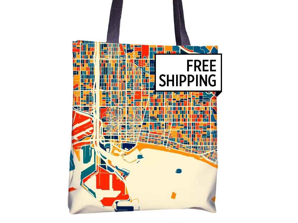 Long Beach Karte Stoffbeutel - California Beutel 15 X von iLikeMaps