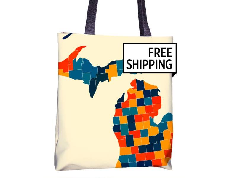 Michigan Karte Stoffbeutel - Mi Beutel 15 X von iLikeMaps