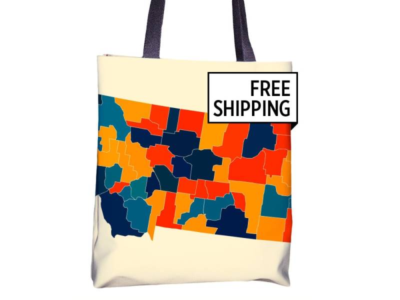 Montana Karte Stoffbeutel - Mt-Karte-Beutel 15 X Montana Karte Stoffbeutel - Mt-Karte-Beutel 15 X von iLikeMaps