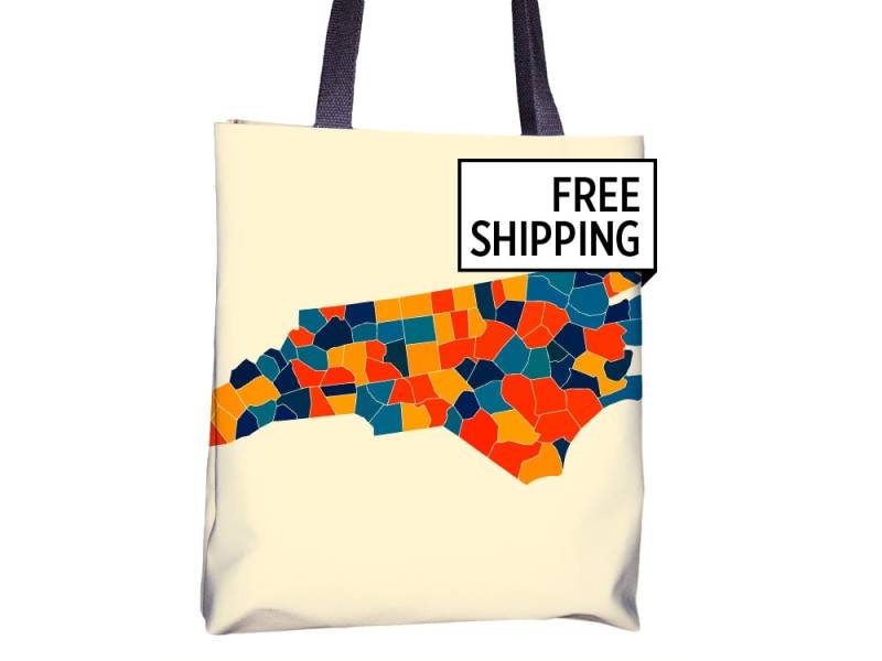 North Carolina Karte Stoffbeutel - Nc Beutel 15 X von iLikeMaps
