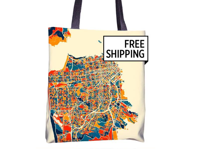 San Francisco Karte Stoffbeutel - California Beutel 15 X von iLikeMaps