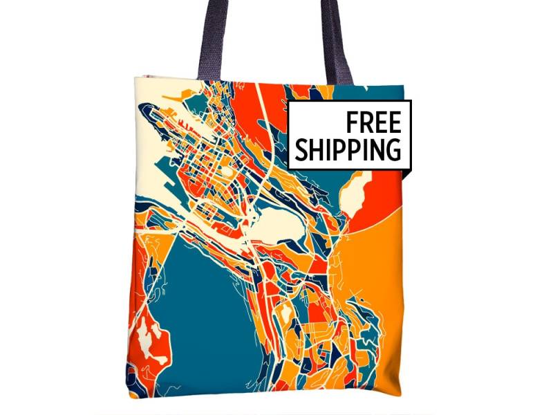 Von Bergen Karte Stoffbeutel - Norwegen Beutel 15 X von iLikeMaps