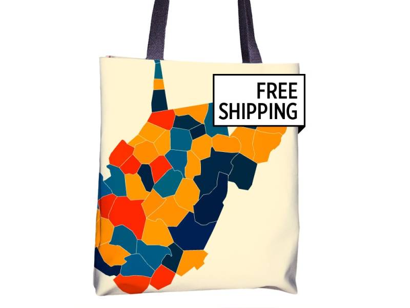 West Virginia Map Stoffbeutel - Wv Karte Beutel 15 X von iLikeMaps