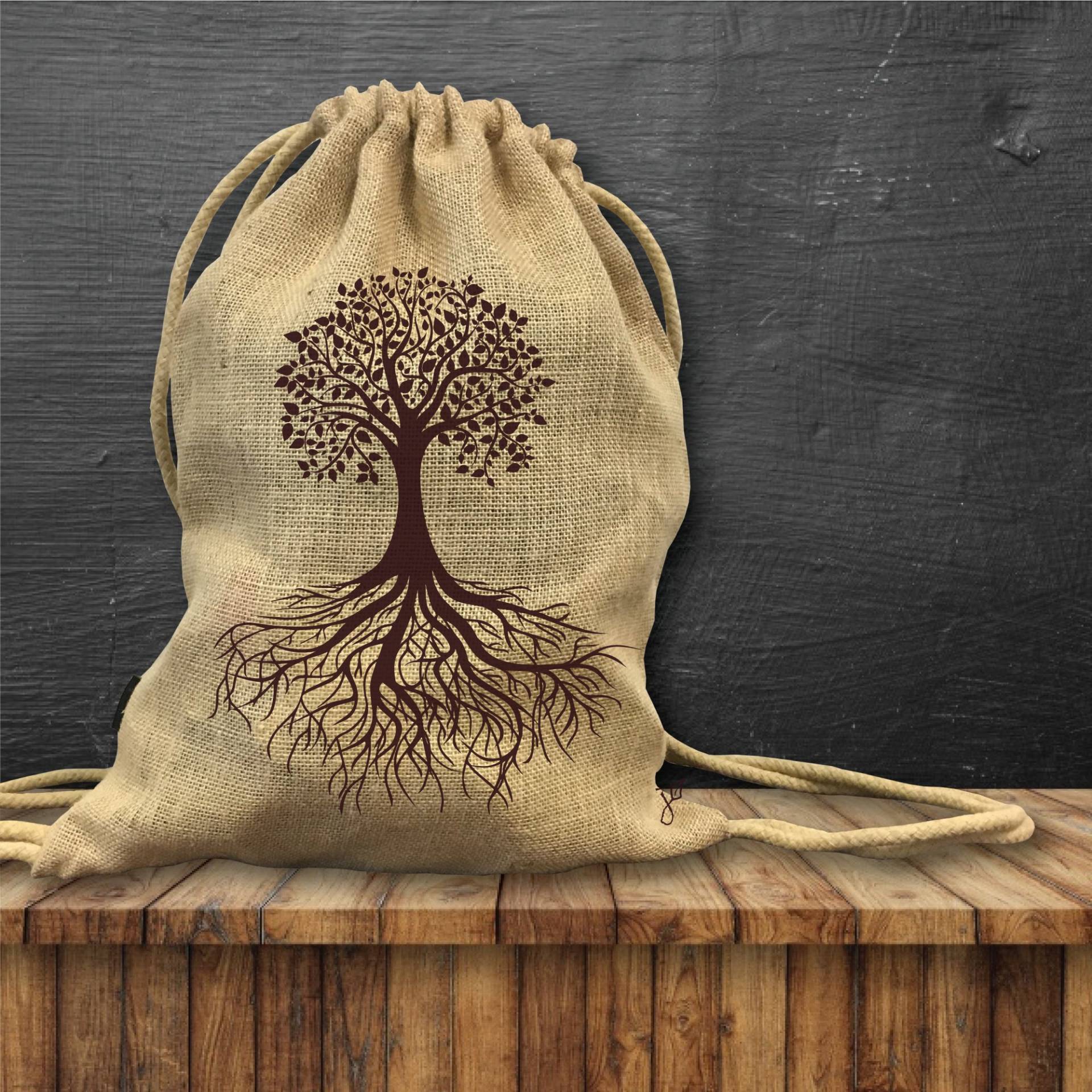 Kordelzug-Rucksack | Baum Des Lebens. Schultüte. Gürteltasche. Öko Jute Vegan von iLoveHeyJute
