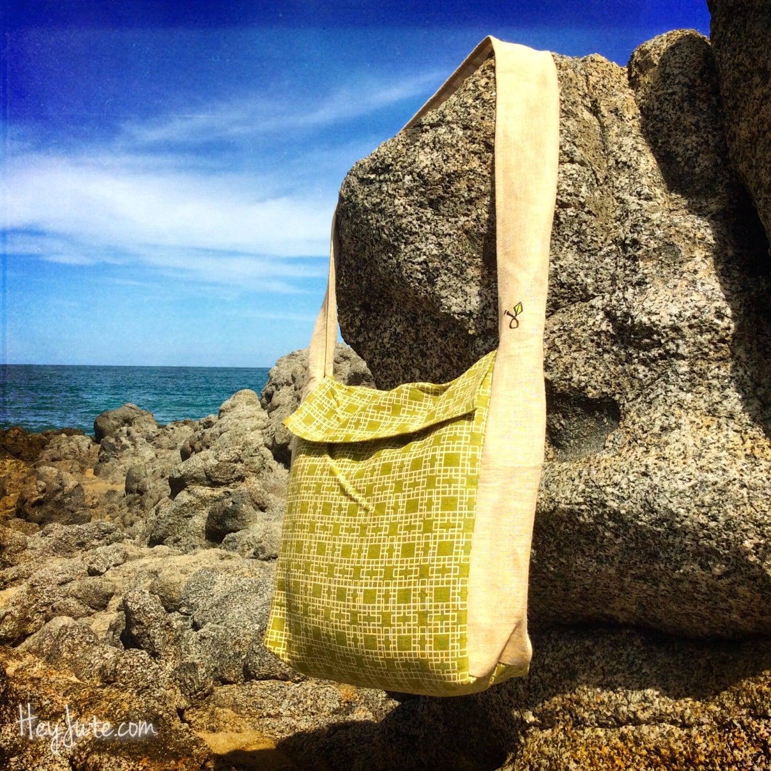 Umhängetasche Aus Jute - "Pipeline Khaki Green" von iLoveHeyJute