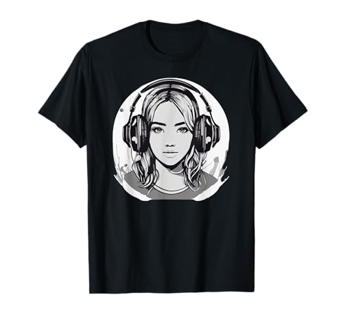 DJ Mädchen mit Kopfhörern Design T-Shirt DJ Mädchen mit Kopfhörern Design T-Shirt von i Love Music Desing und Style Geschenke
