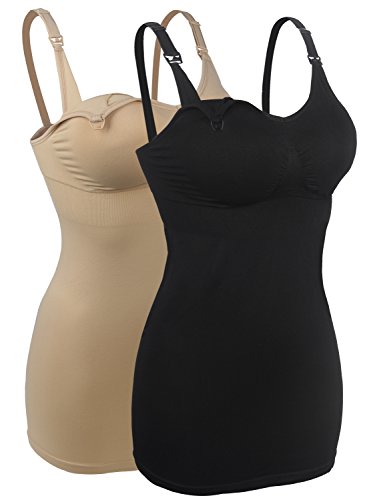 iloveSIA 2X stilltops Doppelpack Lot Umstandsmode Still-top Damen Schwangerschafts-top Schwarz+Beige XL von iloveSIA
