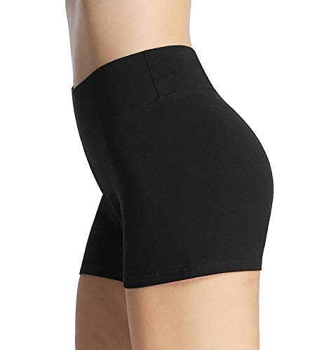iloveSIA Damen High-Waist 3" Sportshorts Weiche Atmungsaktive Baumwolle für Yoga Radfahren Workout Freizeit Hotpantsg Größen Schwarz XL von iloveSIA
