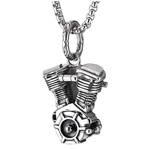 iMECTALII Biker Herren Edelstahl Marine Rad Ruder Motor Anhänger Halskette mit 75cm Stahl Weizen-Kette von iMECTALII