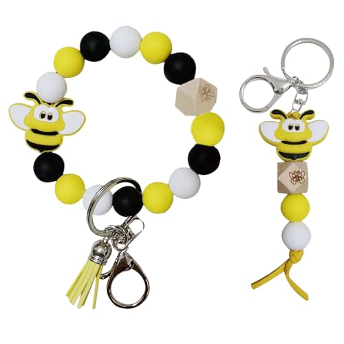 iMagitek Hummel-Schlüsselanhänger aus Silikon mit Perlen, für Mädchen, Frauen, Jungen, Geschenk, 2 Stück, gelb, Medium von iMagitek