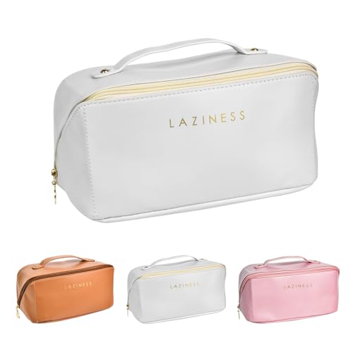 Kosmetiktasche Make Up Organizer, Reise Schminktasche Damen Tragbare Make Up Tasche Groß Kapazität Multifunktionale Kulturtasche Mit Fächern, Weiß von iMeshbean