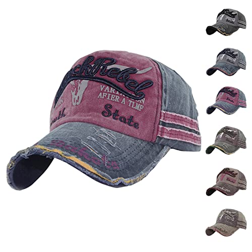 iMeshbean Baseball Cap Herren Damen Basecap Retro Verstellbar Mütze Snapback Cap Unisex Schirmmütze Baumwolle Modische Kappe Hut für Sport Reise Outdoor Freizeit,Dunkelrot von iMeshbean