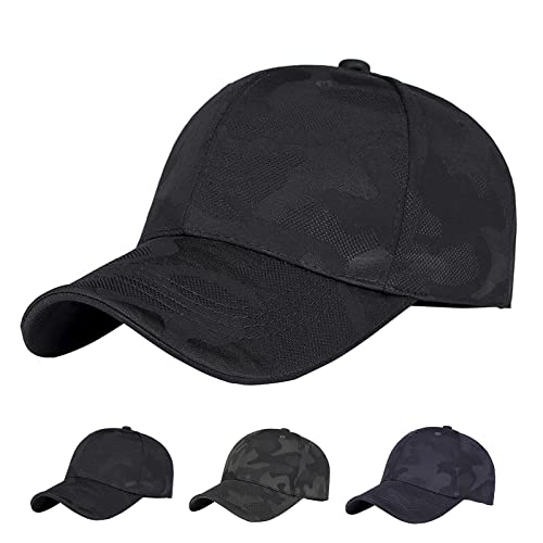 iMeshbean Basecap Herren Damen, Verstellbar Baseball Cap Schirmmütze Modische Camo Kappe Snapback Cap Sommer Mütze Casual Outdoor Hut für Sport Reise Freizeit (Cooles Schwarz) von iMeshbean