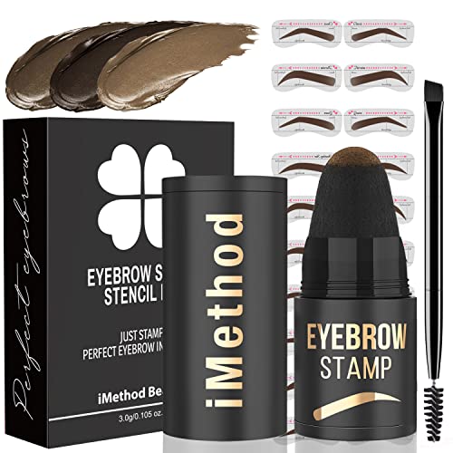iMethod Augenbrauen Stempel und Augenbrauen Schablonen Kit Augenbrauen Stamping Kit für Perfektes Augenbrauen Make-up Augenbrauen Pomade 20 Eye Brow Shaping Kit Einfach zu Bedienen Langlebig Hellbraun von iMethod