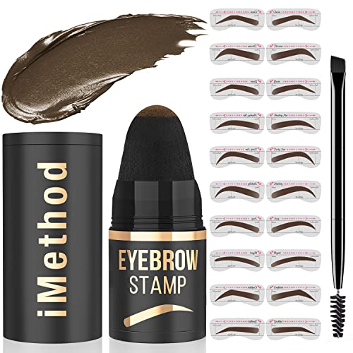 iMethod Augenbrauen Stempel und Augenbrauen Schablonen Kit Augenbrauen Stamping Kit für Perfektes Augenbrauen Make-up Augenbrauen Pomade 20 Eye Brow Shaping Kit Einfach zu Bedienen Langlebig Braun von iMethod