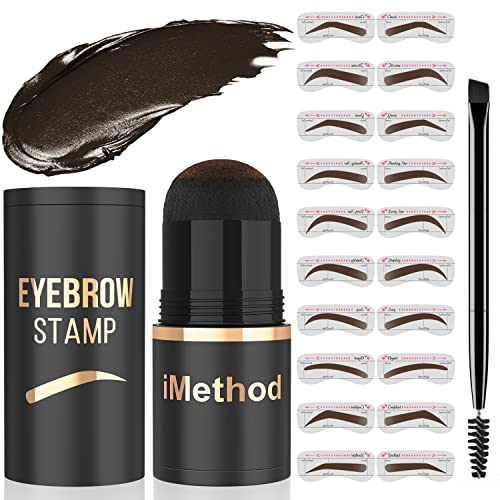 iMethod Augenbrauen Stempel und Schablonen Kit Augenbrauen Stamping Kit für Perfektes Augenbrauen Makeup Pomade 20 Eye Brow Shaping Kit Einfach zu Bedienen Langlebig Schwarzbraun von iMethod