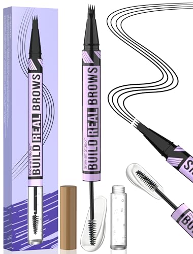 iMethod Augenbrauenstift und Augenbrauengel - microblading augenbrauenstift mit 4-Gabel-Spitze & Brow Gel Clear, Magischer 2-in-1 Dual-Ended eyebrow pencil für voller aussehende Brauen, Black von iMethod