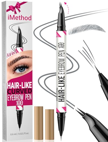 iMethod Curved Microblading Augenbrauenstift - Eyebrow Pencil 2-in-1 Dual-Ended Augenbrauenstift, Eyebrow Pen with Curved Tip & Präziser Pinselspitze Erzeugt Natürliche Augenbrauen, Grey von iMethod