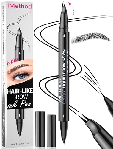 iMethod Curved Microblading Augenbrauenstift - Eyebrow Pencil 2-in-1 Dual-Ended Augenbrauenstift Micro-Gabelspitzen-Applikator & präziser Pinselspitze erzeugt natürliche Augenbrauen, Black von iMethod