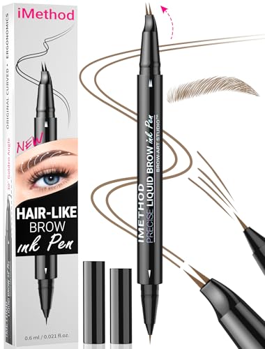 iMethod Curved Microblading Augenbrauenstift - Eyebrow Pencil 2-in-1 Dual-Ended Augenbrauenstift Micro-Gabelspitzen-Applikator & präziser Pinselspitze erzeugt natürliche Augenbrauen, Blonde von iMethod