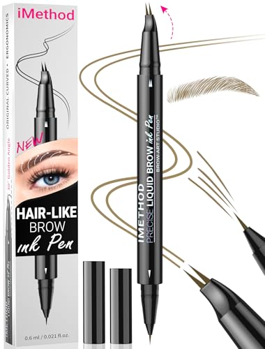 iMethod Curved Microblading Augenbrauenstift - Eyebrow Pencil 2-in-1 Dual-Ended Augenbrauenstift Micro-Gabelspitzen-Applikator & präziser Pinselspitze erzeugt natürliche Augenbrauen, Light Brown von iMethod