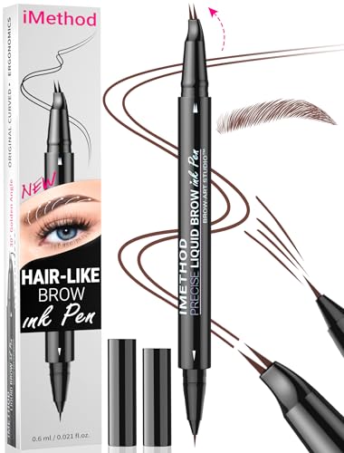 iMethod Curved Microblading Augenbrauenstift - Eyebrow Pencil 2-in-1 Dual-Ended Augenbrauenstift Micro-Gabelspitzen-Applikator & präziser Pinselspitze erzeugt natürliche Augenbrauen, Reddish Brown von iMethod
