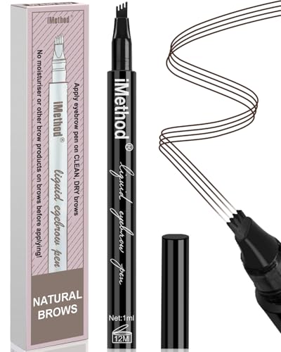 iMethod Microblading Augenbrauenstift Eyebrow Pen - Eyebrow Pencil with a Micro 4 Tip Applicator Creates Natural Looking Brows Effortlessly, Stay on All Day, Black Brown von iMethod