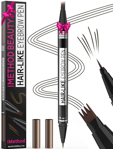 iMethod Microblading Augenbrauenstift - Eyebrow Pencil 2-in-1 Dual-Ended Augenbrauenstift 4-Zinken-Micro-Gabelspitzen-Applikator & präziser Pinselspitze erzeugt natürliche Augenbrauen, Schwarz Braun von iMethod