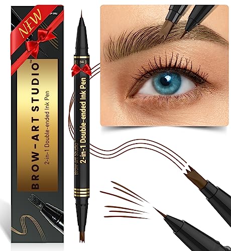 iMethod Microblading Augenbrauenstift - Eyebrow Pencil 2-in-1 Dual-Ended Augenbrauenstift mit 3-Zinken-Micro-Gabelspitzen-Applikator & präziser Pinselspitze erzeugt natürliche Augenbrauen, Braun von iMethod