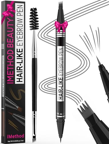 iMethod Microblading Augenbrauenstift - Eyebrow Pencil 2-in-1 Dual-Ended Augenbrauenstift mit 4-Micro-Gabelspitzen-Applikator & präziser Pinselspitze erzeugt natürliche Augenbrauen, Grey von iMethod