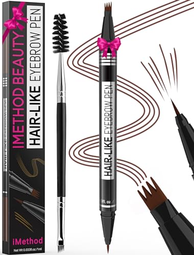 iMethod Microblading Augenbrauenstift - Eyebrow Pencil 2-in-1 Dual-Ended Augenbrauenstift mit 4-Micro-Gabelspitzen-Applikator & präziser Pinselspitze erzeugt natürliche Augenbrauen, Reddish Brown von iMethod