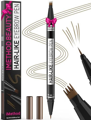 iMethod Microblading Augenbrauenstift - Eyebrow Pencil 2-in-1 Dual-Ended Augenbrauenstift mit 4-Zinken-Micro-Gabelspitzen-Applikator & präziser Pinselspitze erzeugt natürliche Augenbrauen, Hellbraun von iMethod