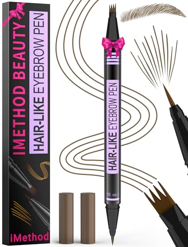iMethod Microblading Augenbrauenstift - Eyebrow Pencil Dual-Ended 2-in-1 Augenbrauenstift mit 4-Micro-Gabelspitzen & Präziser Pinselspitze erzeugt Natürliche Augenbrauen, Braun von iMethod