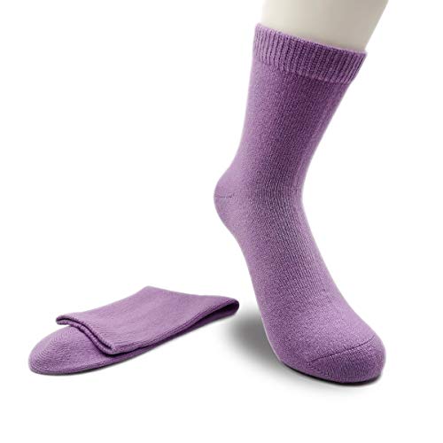 Mongolische Socken aus reinem Kaschmir, dick, für Damen, Herren, unisex, knöchelhoch, lässig, Violett von iMongol