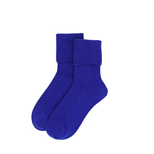 iMongol Bettsocken aus 100% reinem Kaschmir, für Damen, Ehefrau, Mutter, glatte Zehen und Ferse, von Hand genäht, warme und gemütliche Socken, Einheitsgröße (1 Paar), leuchtendes Blau, 4-9 von iMongol