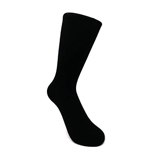 iMongol Pure Cashmere Damen Herren Unisex Crew Mid-Calf Causal Dicke Socken Bettsocken, Zehen und Ferse von Hand Nähen, Schwarz, 4.5-9 von iMongol
