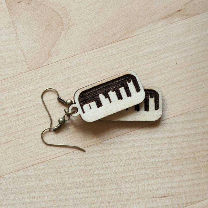 Nashville Skyline Ohrringe | Laser Cut Wood Cityscape Schmuck von iNKthePRINT