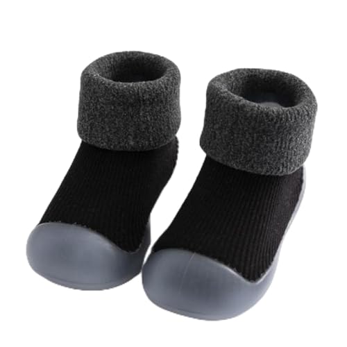 Baby Sockenschuhe Krabbelsocken mit rutschfest Gummisohle Baby Barfußschuhe Socken Schühchen Dick Boden Socken Thermosocken Kuschelsocken Lauflernschuhe Baby Mädchen Junge Stricken Sockenschuhe von iNelihoo