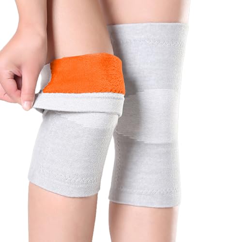 iNelihoo Bambus Kniewärmer‌ mit Warmem Futter Dicke Gestrickte Elastische Arthritis Kniewärmer‌ Rutschfest Wärme Knie Knieschoner Warme Kaltes Knieschoner Weiche Therapie Arthrose Knieschützer von iNelihoo