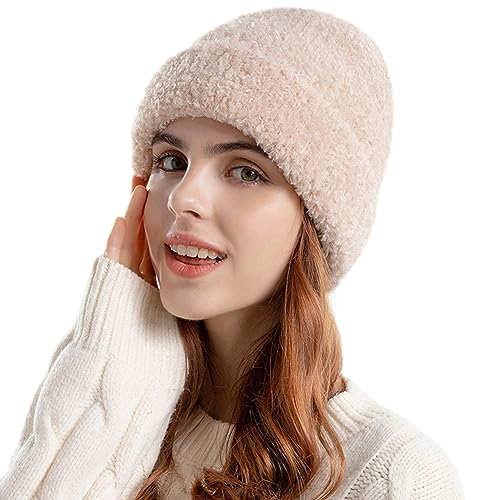 Winter Damen Verdickt Mütze Warme Plüsch Beanie Thermo Strickmütze Unisex Fleecefutter Slouchy Hüte Fuzzy Hut Chunky Mützen Winter Mütze Outdoor Reiten Radfahren Ski Arbeiten Mütze für Männer Frauen von iNszkoos