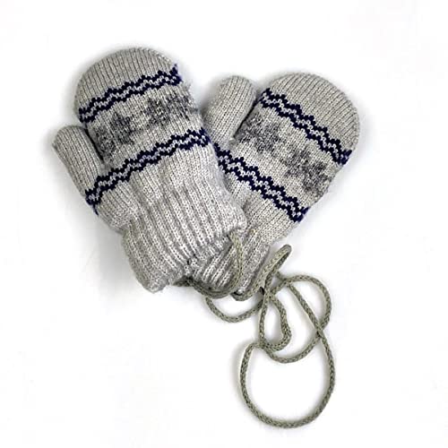 iNszkoos 0-3Y Kinder Winter Hängende Halshandschuhe, Unisex-Verdicken Warmer Fäustlinge, Schneeflocke Strickhandschuh, Vollfingerhandschuhe mit Schnur für Baby Kleinkind Kinder Mädchen Jungen von iNszkoos