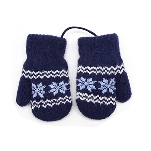 iNszkoos 0-3Y Kinder Winter Hängende Halshandschuhe, Unisex-Verdicken Warmer Fäustlinge, Schneeflocke Strickhandschuh, Vollfingerhandschuhe mit Schnur für Baby Kleinkind Kinder Mädchen Jungen von iNszkoos