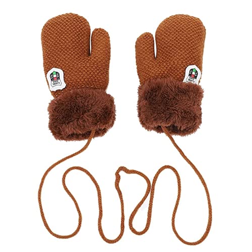 iNszkoos 1-3J Kinder Handschuhe Strick Fausthandschuh Winter Fäustlinge Kinderhandsche Warm Verdickte Handschuhe mit Schnur Outdoor Weich Winterhandschuhe Skihandschuhe Handwärmer für Jungen Mädchen von iNszkoos