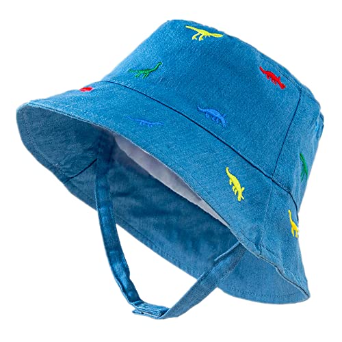 iNszkoos Sommenhut für Baby Unisex Kinder Dinosaurier Sonnenhut UV Schutz Breiter Krempe Eimer Hut mit Kinnriemen Baumwolle Fischerhut Bucket Hut Strand Sommer Mütze Hut für 0-4J Junge Mädchen von iNszkoos