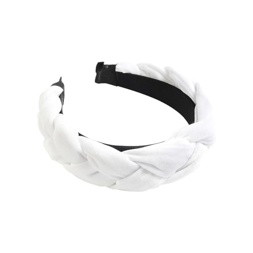 Sportstirnbänder Samt, geflochtenes Stirnband, Damen, breites Vintage-gepolstertes Stirnband für Frauen und Mädchen Haartücher Damen Sommer (White, One Size) von iOoppek