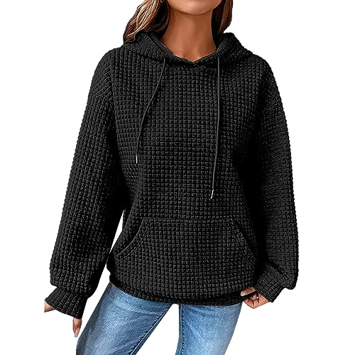 iOoppek Geschenkkarte Damen-Kapuzenpullover, leichte Pullover-Oberteile Last Minute Angebote Damen (Black, M) von iOoppek