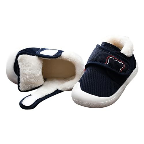 iOoppek Hausschuhe 28 Jungen und Mädchen, Herbst und Winter, weiche Sohle, rutschfeste, gepolsterte Baumwollschuhe, leichte Kleinkinderschuhe Bunte Schuhe Herren (Navy, 23 Infant) von iOoppek